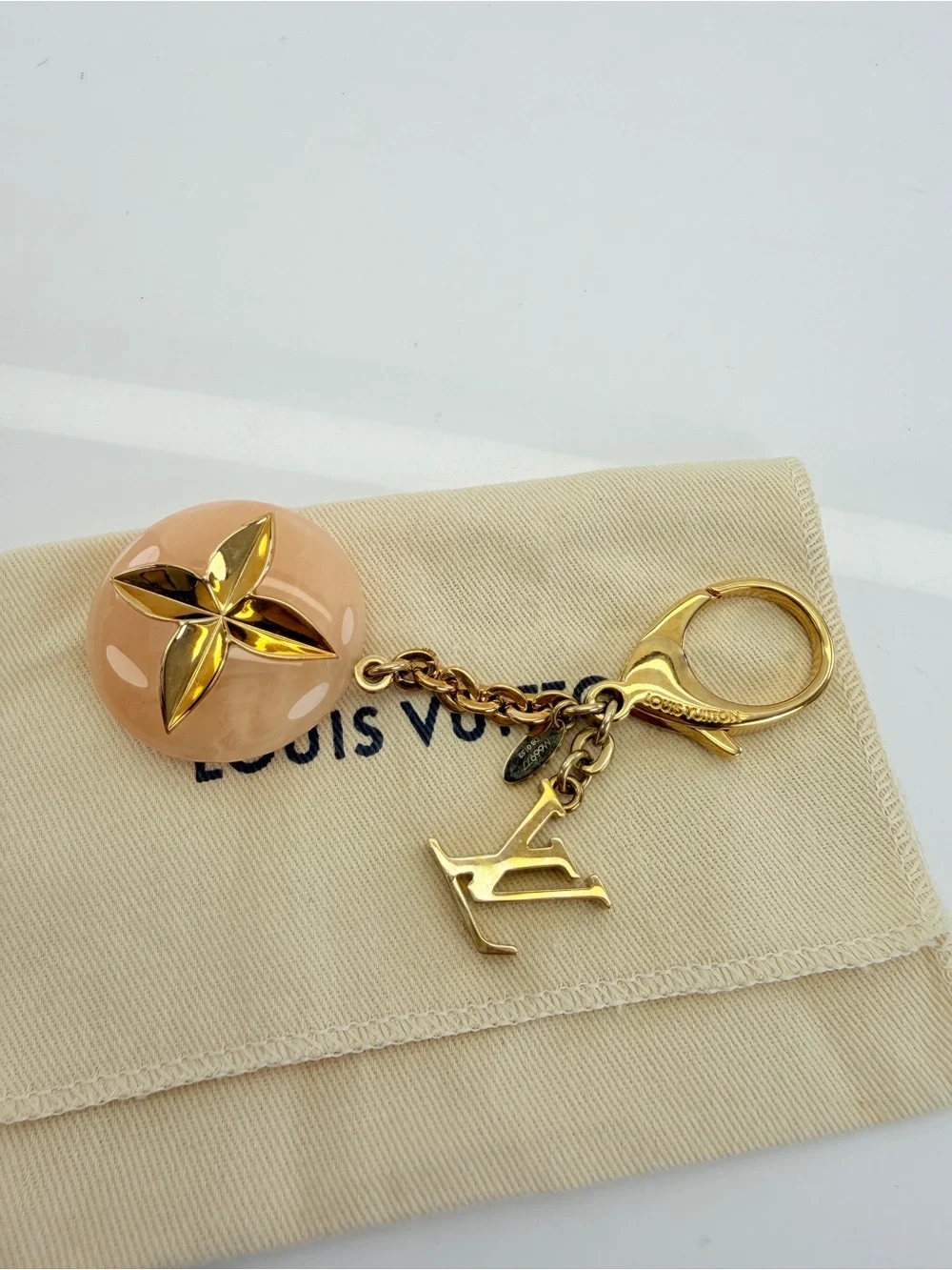 Louis Vuitton Hollow Flower Gold Monogram Fleur Charm Keyholder